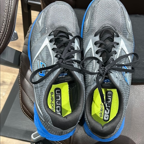 Skechers Gray and Blue Athletic Shoes - Picture 3 of 7